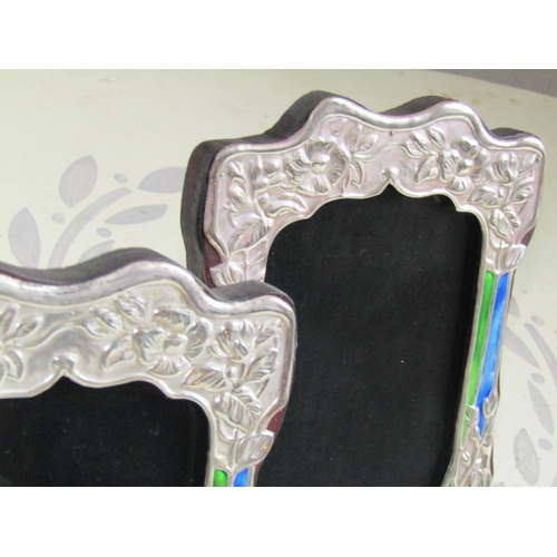 151 - Pair of Silver Art Nouveau Photograph Frames Hallmarked Each Approximately 8 Inches High x 5 Inches ... 