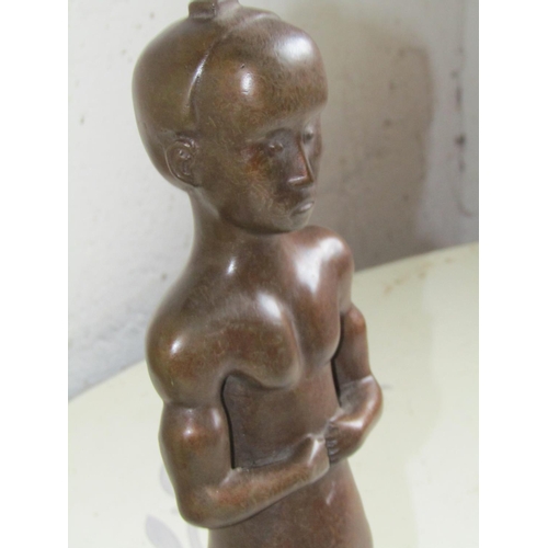 153 - Bronze Sculpture French Depicting Tribal Man Seated Approximately 10 Inches High