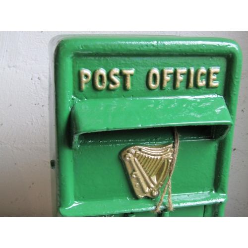 160 - Irish Post Office Cast Iron Post Box with Hibernian Harp and Original Key Attached Approximately 24 ... 