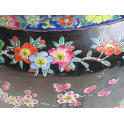 169 - Japanese Porcelain Jardinire Dark Ground with Floral Motifs Approximately 14 Inches Wide x 12 Inche... 