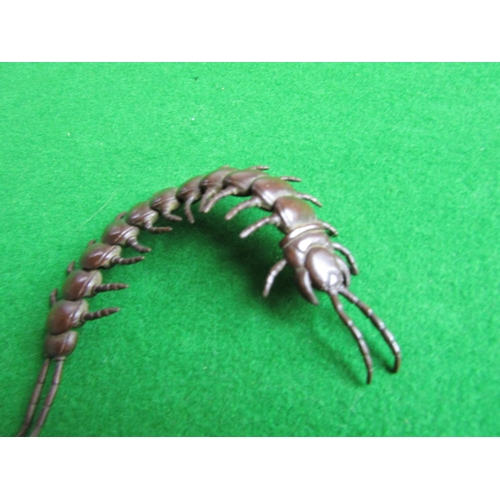 173 - Bronze Centipede of Articulated Form Well Detailed Possibly Japanese Approximately 3 Inches Long