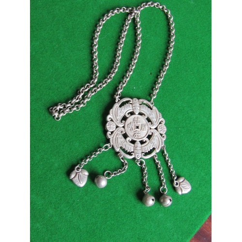 178 - Oriental Silver Medallion on Chain