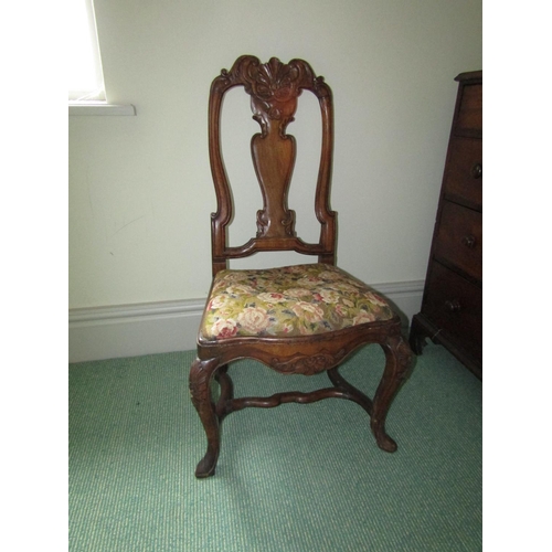 186 - William and Mary Walnut Side Chair with Needlepoint Upholstered Chair Seat above Well Carved and Sha... 