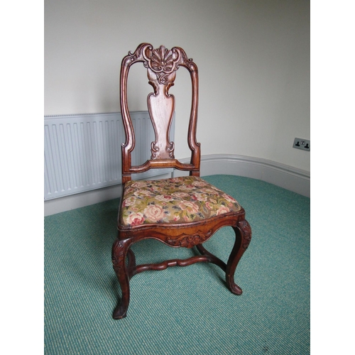 186 - William and Mary Walnut Side Chair with Needlepoint Upholstered Chair Seat above Well Carved and Sha... 