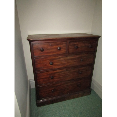 192 - Early Victorian Figured Mahogany Chest of Two Short and Three Long Drawers above Plinth Form Base Ap... 