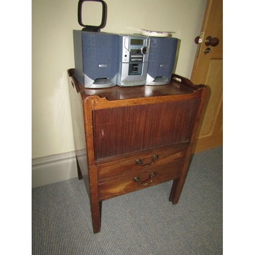 199 - George III Figured Mahogany Tambour Front Side Locker with Drawers to Base Approximately 18 Inches W... 