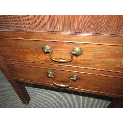 199 - George III Figured Mahogany Tambour Front Side Locker with Drawers to Base Approximately 18 Inches W... 