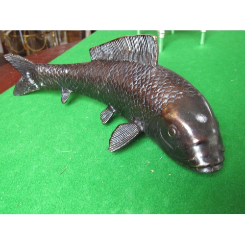 236 - Bronze Figure of Trout or Carp with Incised Decoration Approximately 12 Inches Wide