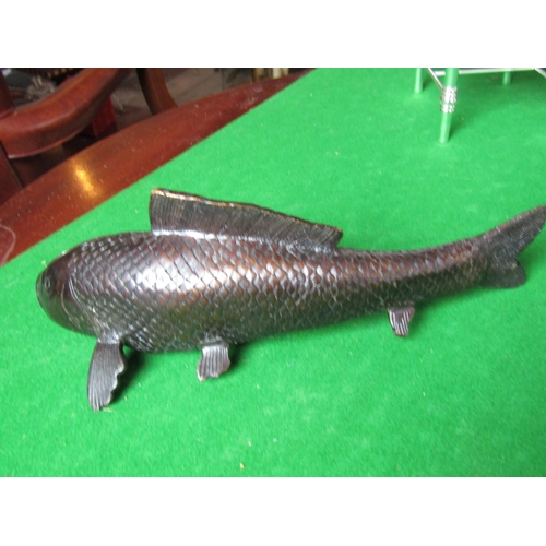 236 - Bronze Figure of Trout or Carp with Incised Decoration Approximately 12 Inches Wide