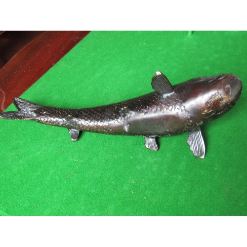 236 - Bronze Figure of Trout or Carp with Incised Decoration Approximately 12 Inches Wide