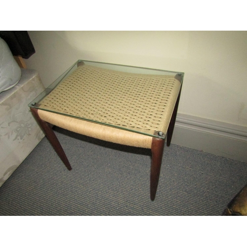 241 - Designer Rattan Glass Top Table of Modernist Form