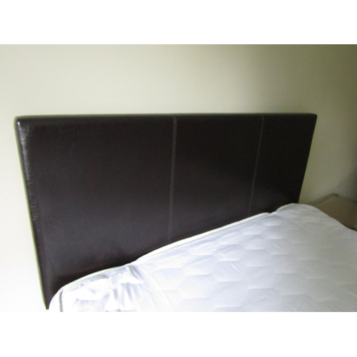 242 - 5ft Double Bed with Leather Upholstered Bedhead Mattress and Base Complete