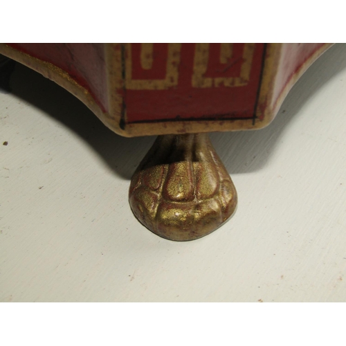 77 - Pair of Red Ground Gilt Decorated Jappaned Shaped Form Waste Paper Baskets with Lionhead Motif Ring ... 