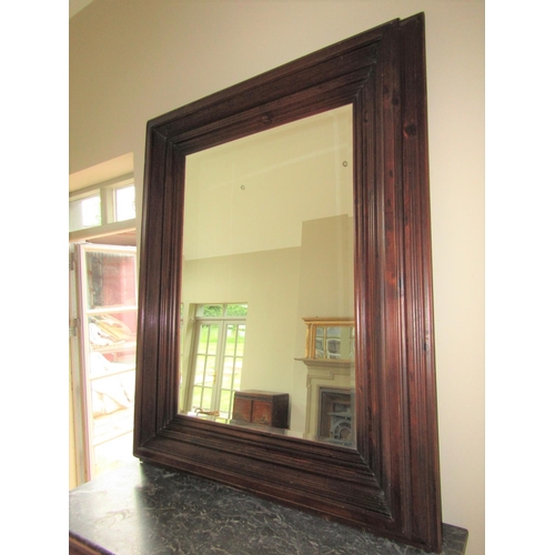 90 - Large Carved Mahogany Reeded Form Rectangular Mirror Approximately 4ft 6 Inches High x 3ft 2 Inches ... 