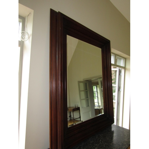 90 - Large Carved Mahogany Reeded Form Rectangular Mirror Approximately 4ft 6 Inches High x 3ft 2 Inches ... 