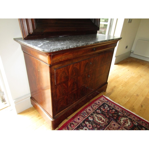 91 - Regency Figured Mahogany Chest of Drawers with Grey Marble Top Approximately 3ft 6 Inches Wide x 33 ... 