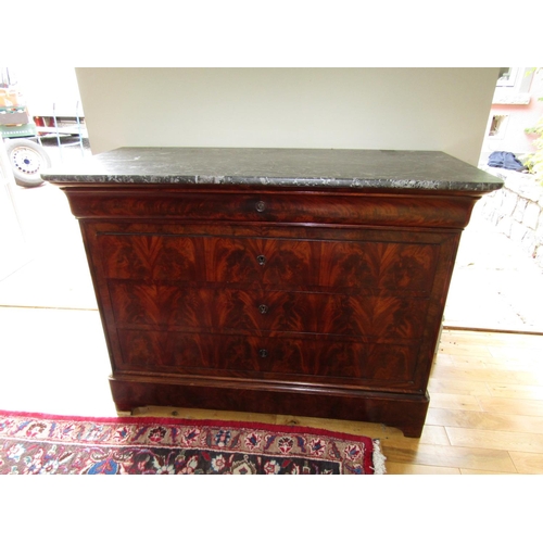 91 - Regency Figured Mahogany Chest of Drawers with Grey Marble Top Approximately 3ft 6 Inches Wide x 33 ... 