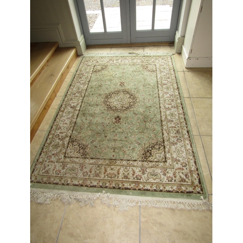 99 - Pale Ground Rectangular Form Rug with Patterned Borders and Central Motif Decoration Approximately 6... 