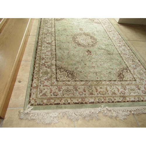 99 - Pale Ground Rectangular Form Rug with Patterned Borders and Central Motif Decoration Approximately 6... 