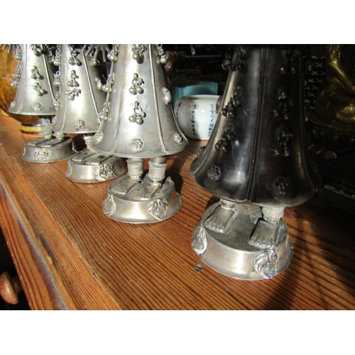 110 - Unusual Set of Four Silver Figures Musicians Possibly Persian Each Approximately 9 Inches High