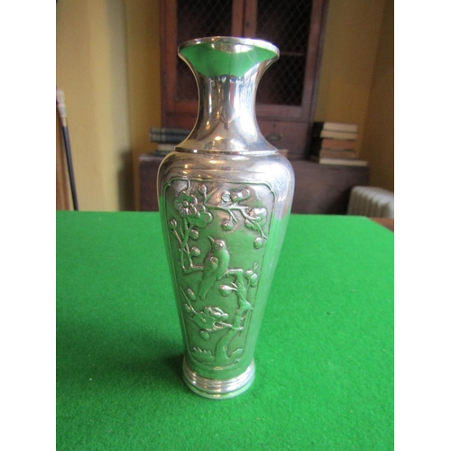 113 - Chinese Solid Silver Vase of Shaped Form with Impressed Decoration Approximately 7 Inches High with ... 