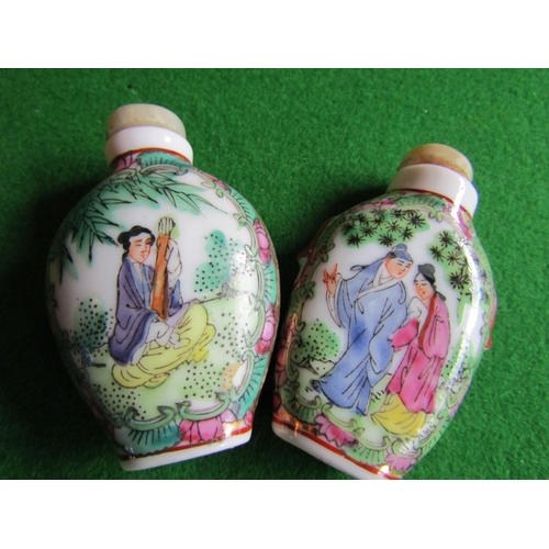 114 - Two Canton Fine Bone Porcelain Snuff Bottles with Stoppers Each Approximately 3 Inches High