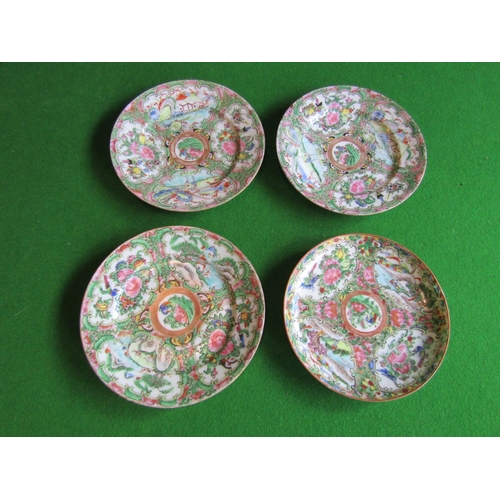 115 - Set of Four Canton Plates Famille Rose Decoration Each Approximately 5 Inches Diameter