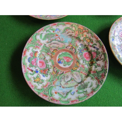 115 - Set of Four Canton Plates Famille Rose Decoration Each Approximately 5 Inches Diameter