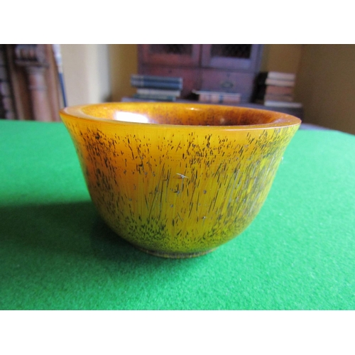 116 - Unusual Yellow Ground Carved Horn Bowl Approximately 4 Inches Diameter Signed with Characters to Bas... 