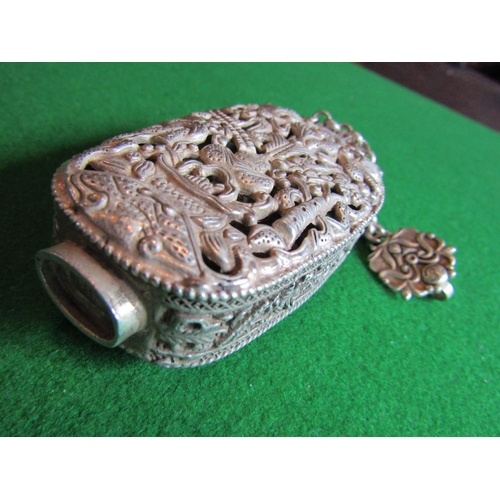 118 - Oriental Silver Chatelaine Bottle with Cover Approximately 3 Inches High