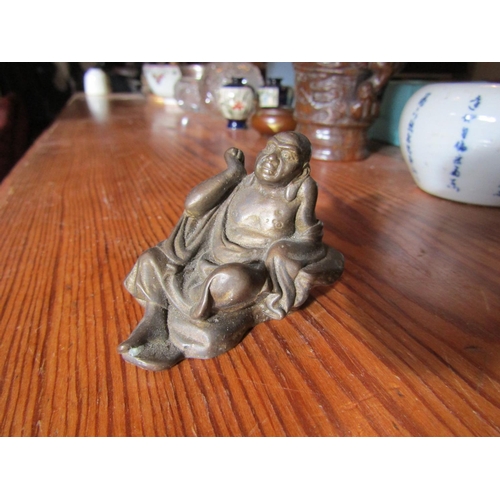 119 - Small Bronze Seated Buddha Figure Approximately 2 Inches Wide