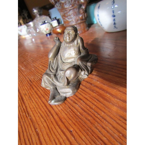 119 - Small Bronze Seated Buddha Figure Approximately 2 Inches Wide