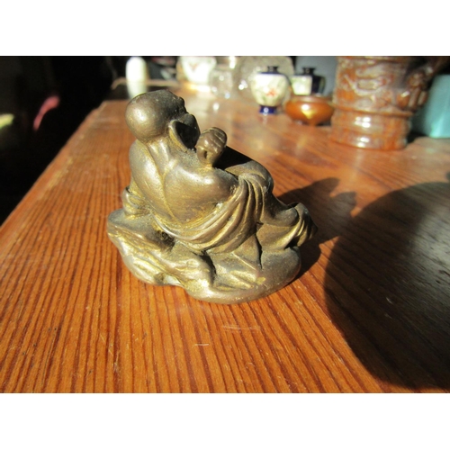 119 - Small Bronze Seated Buddha Figure Approximately 2 Inches Wide