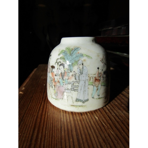 120 - Chinese Porcelain Ink Pot Approximately 2 Inches Diameter