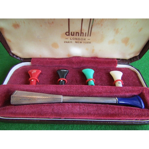 121 - Cased Dunhill Silver Cigarette Holder of Tapering Hexagonal Form with Five Interchangeable Mouth Pie... 