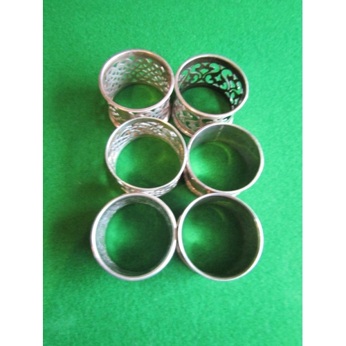 496 - Six Solid Silver Antique Napkin Rings Circular Form