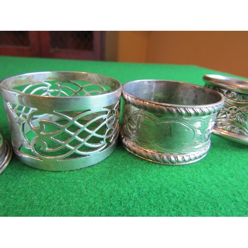 496 - Six Solid Silver Antique Napkin Rings Circular Form