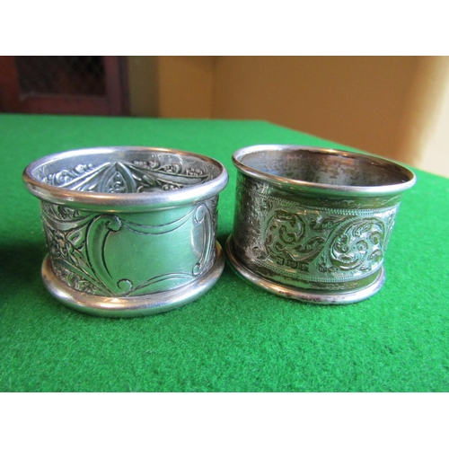 496 - Six Solid Silver Antique Napkin Rings Circular Form