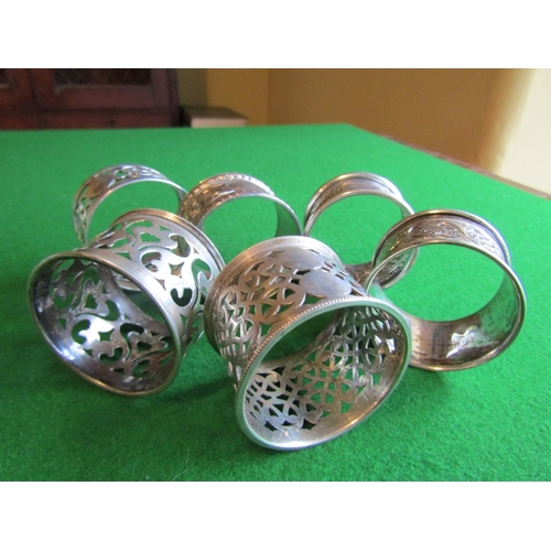 496 - Six Solid Silver Antique Napkin Rings Circular Form