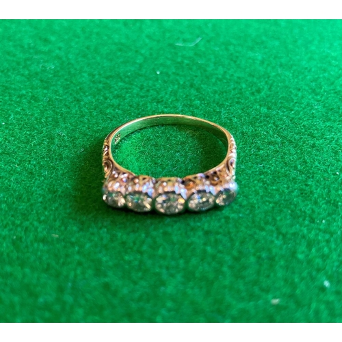 499 - Five Stone Diamond Ring Mounted on 9 Carat Gold with Finely Detailed Setting Ring Size L and a Half