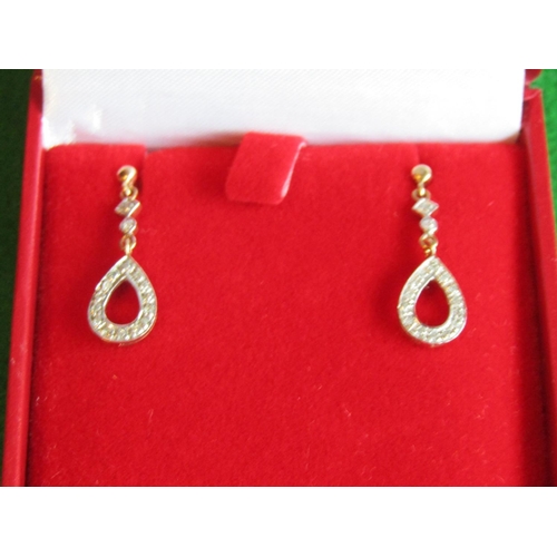 503 - Pair of Ladies Diamond Decorated Drop Earrings Mounted on 9 Carat Gold