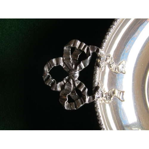 509 - Solid Silver Bowl Victorian Circular Form with Ribbon Motif Decorated Side Carry Handles Approximate... 