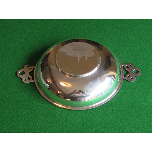 509 - Solid Silver Bowl Victorian Circular Form with Ribbon Motif Decorated Side Carry Handles Approximate... 