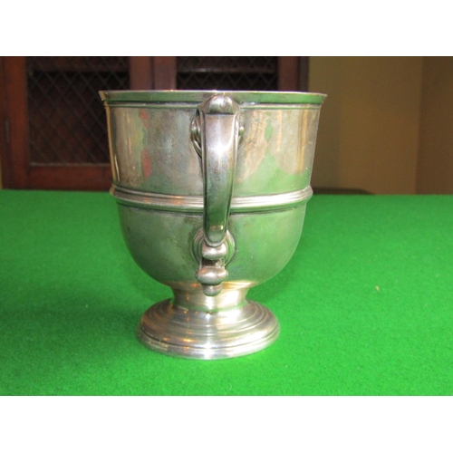 511 - Good Irish Georgian Solid Silver Twin Handled Cup on Pedestal Base with Ancestral Crest to Frieze Ap... 