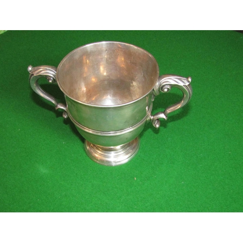 511 - Good Irish Georgian Solid Silver Twin Handled Cup on Pedestal Base with Ancestral Crest to Frieze Ap... 