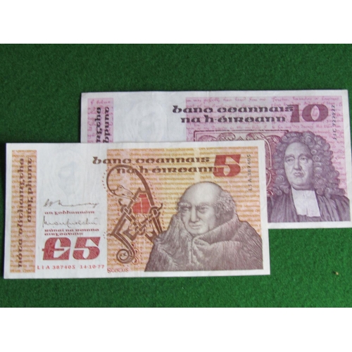 512 - £10 Punt Note Very Good Condition Serial Number JJC722922 Dated 01.06.78 and Irish £5 Punt Note Very... 