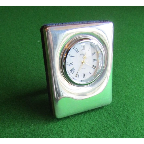 514 - Solid Silver Mounted Carrs Travel Clock with Roman Numeral Decorated Dial Approximately 4 Inches Hig... 