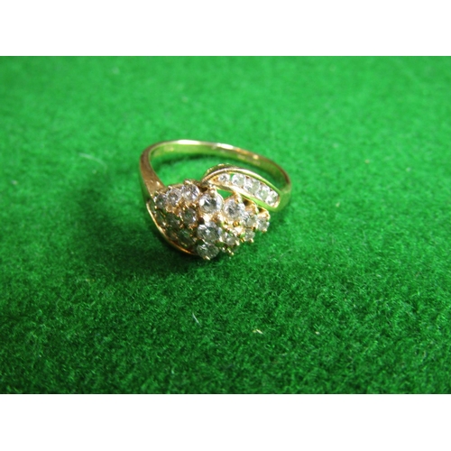 517 - Diamond Cluster Decorated Ladies Ring of Modernist Design Mounted on 9 Carat Yellow Gold Ring Size M... 