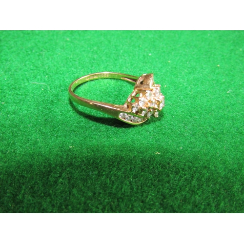 517 - Diamond Cluster Decorated Ladies Ring of Modernist Design Mounted on 9 Carat Yellow Gold Ring Size M... 