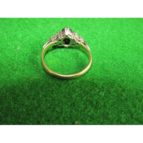 518 - Antique Sapphire and Diamond Ladies 9 Carat Gold Ring Mounted on Yellow Gold Ring Size L and a Half